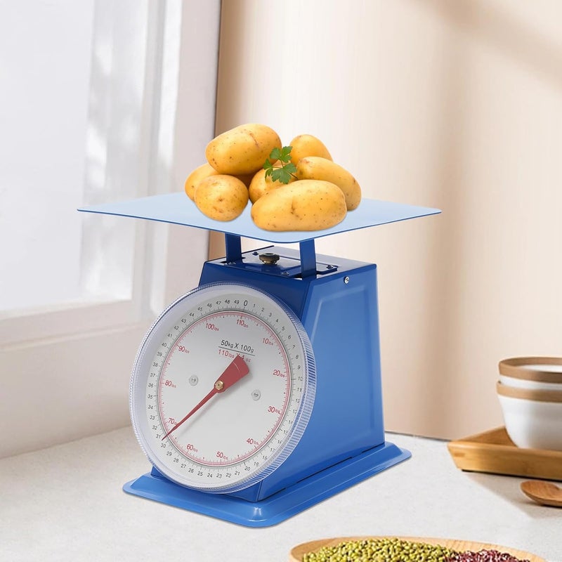 CHPOFLE Mechanical Kitchen Scale, 110lbs Stainless Steel Mechanical Dial Scale Flat Platform Weighing Food Scale Heavy Duty Portion-Control Mechanical Scale Food Weight Scale for Kitchen - Image 5